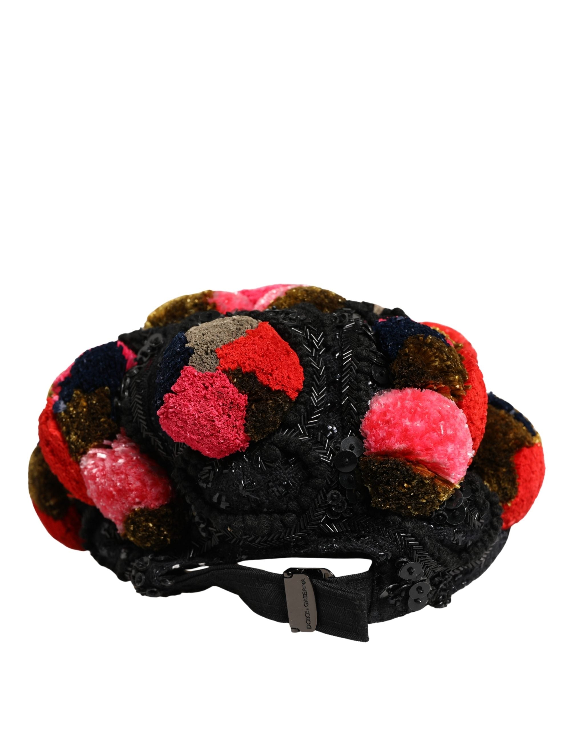 Multicolor Pom Poms Sequin Embellishment Hat - ventzia