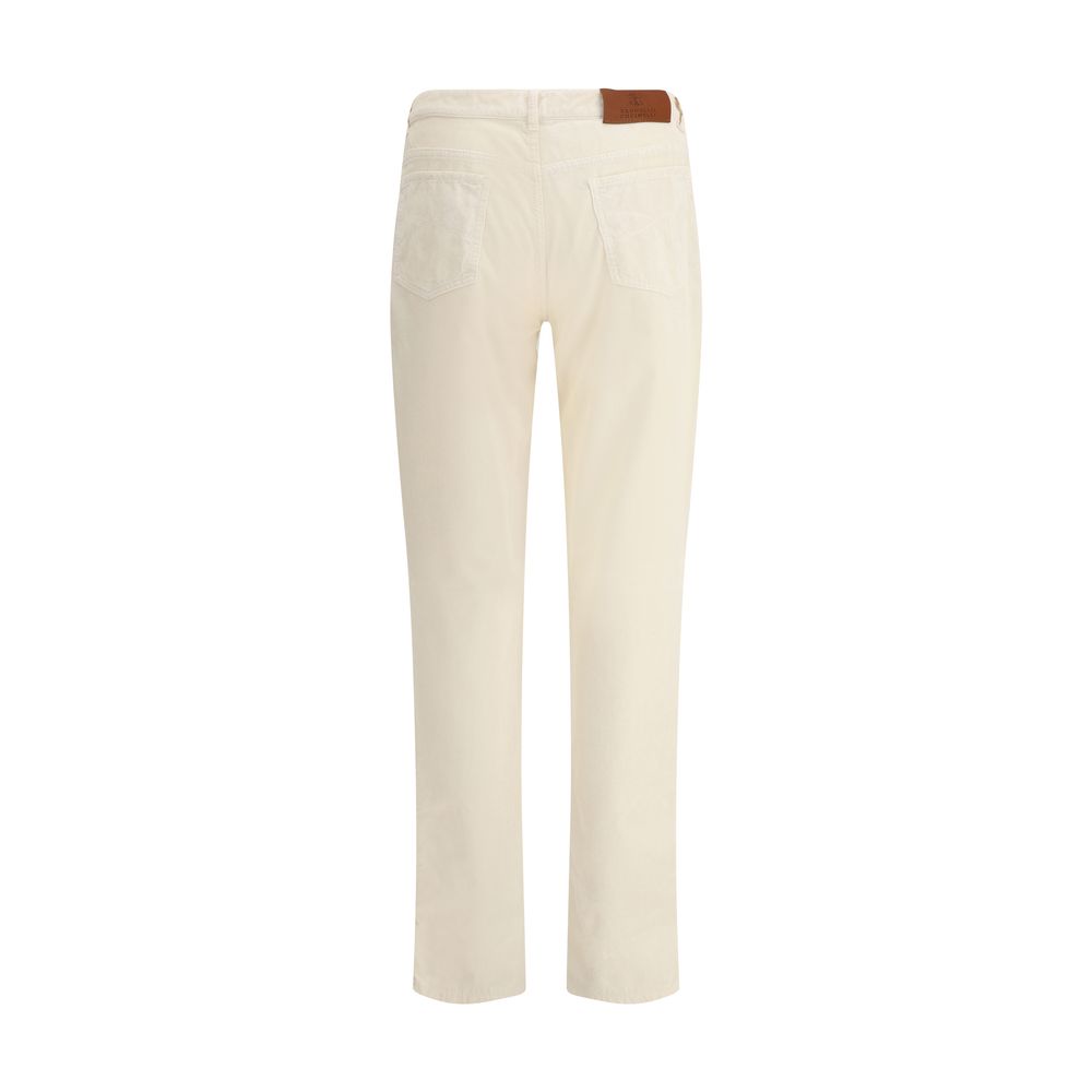 White Cotton Casual Pants - ventzia