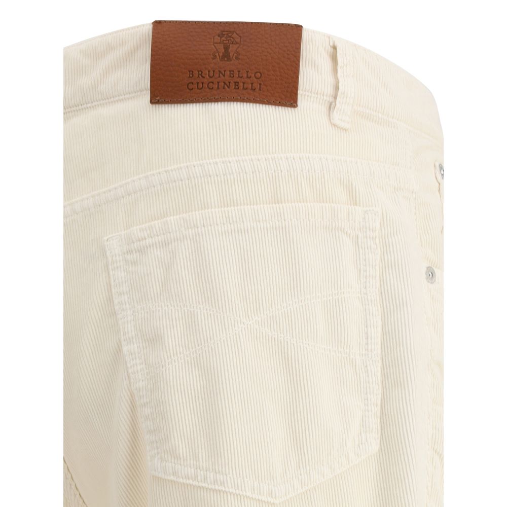 White Cotton Casual Pants - ventzia