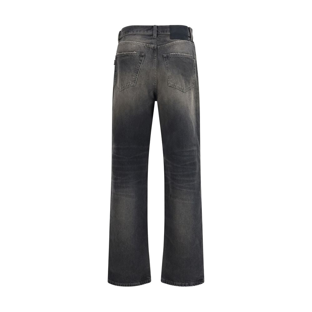 Black Cotton Relaxed Fit Jeans - ventzia