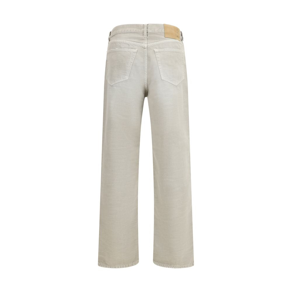 Gray Cotton Straight-Leg Jeans - ventzia