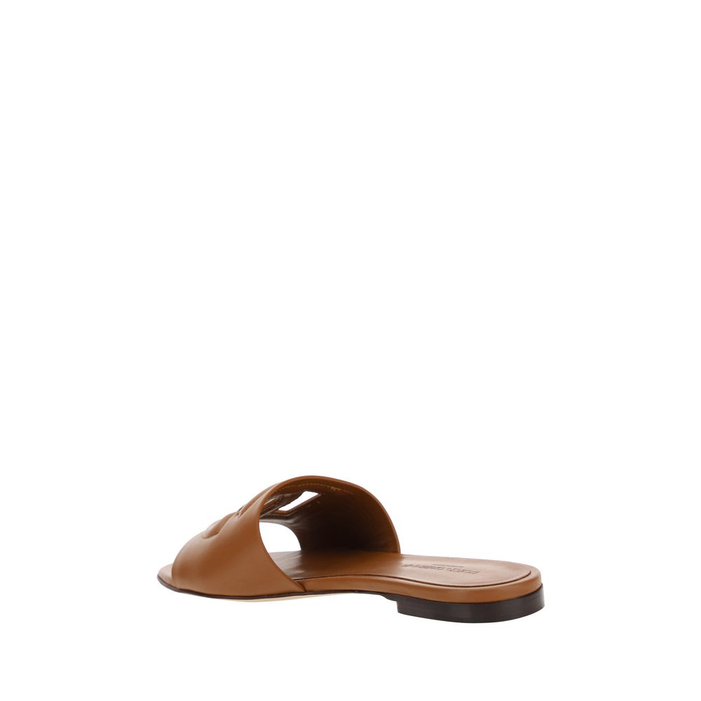 Brown Calf Leather Bos Taurus Flat Sandals - ventzia
