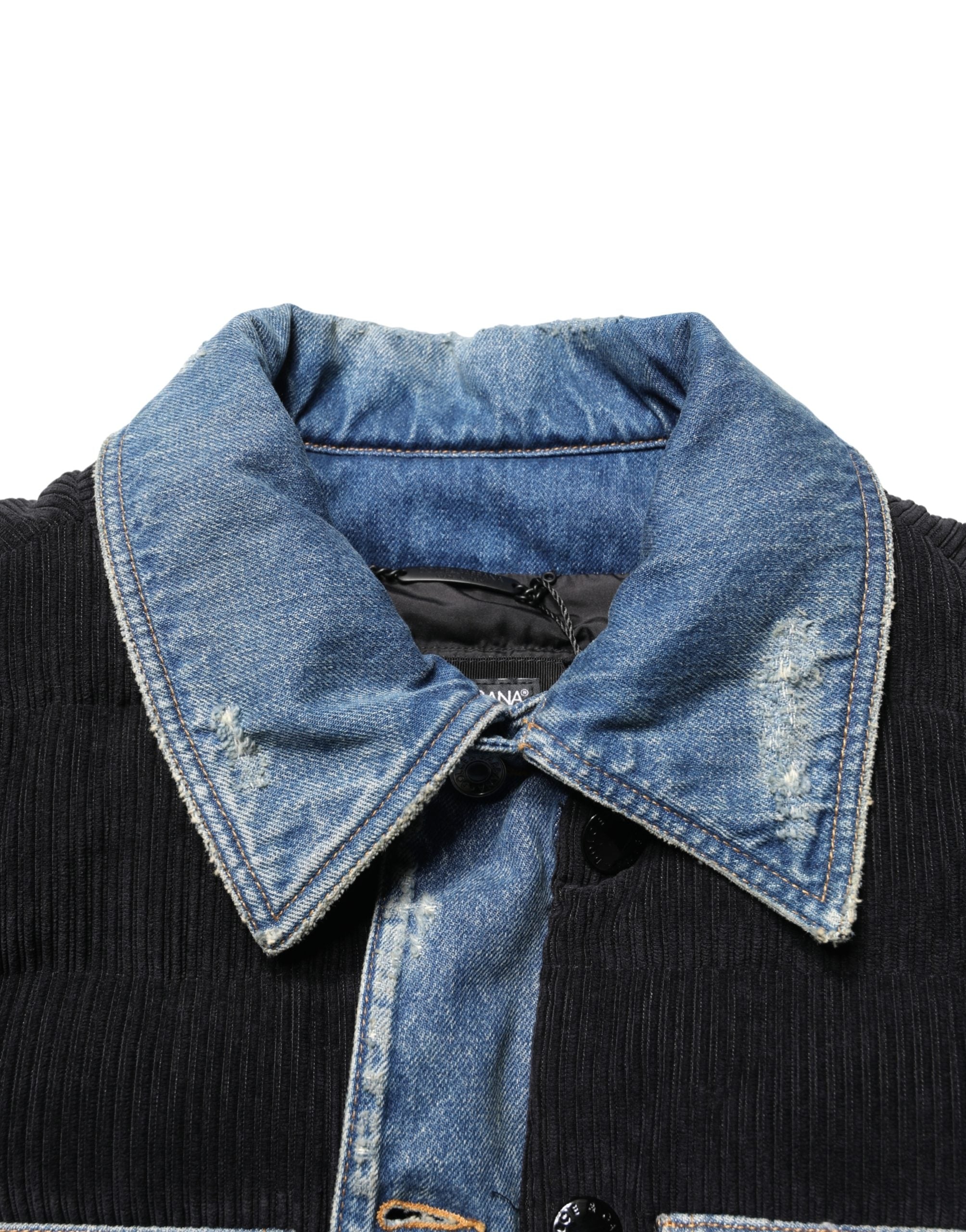 Black Blue Cotton Denim Blouson Men  Jacket - ventzia