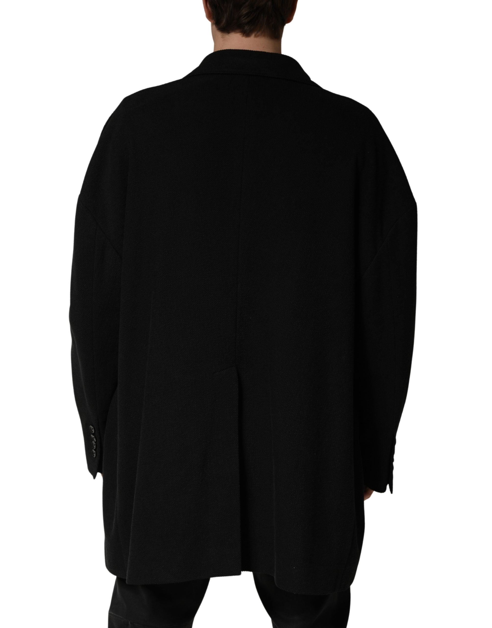 Black Double Breasted 2 Buttons Suit Jacket - ventzia