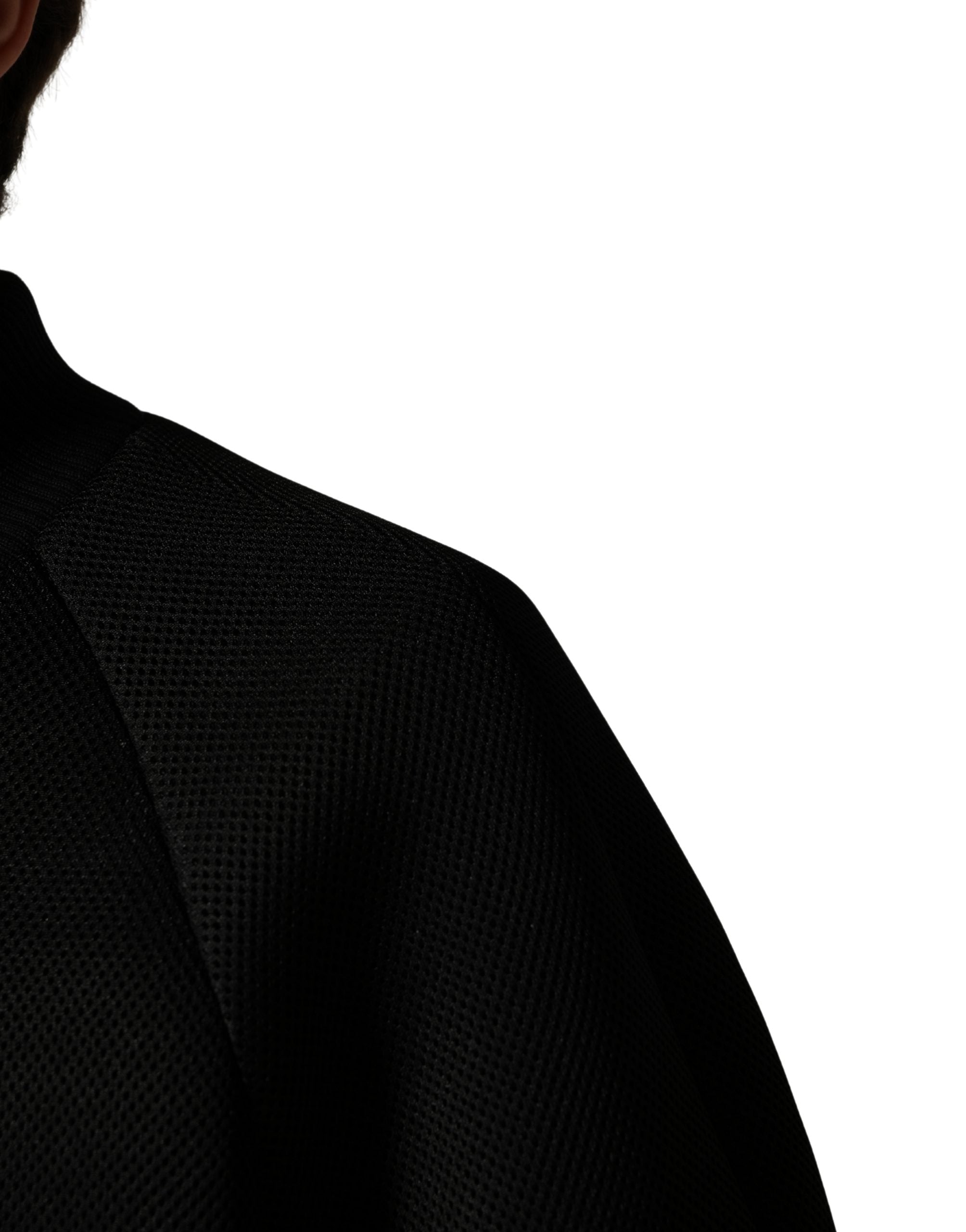 Men Black Nylon Full Zip Bomber Jacket - ventzia