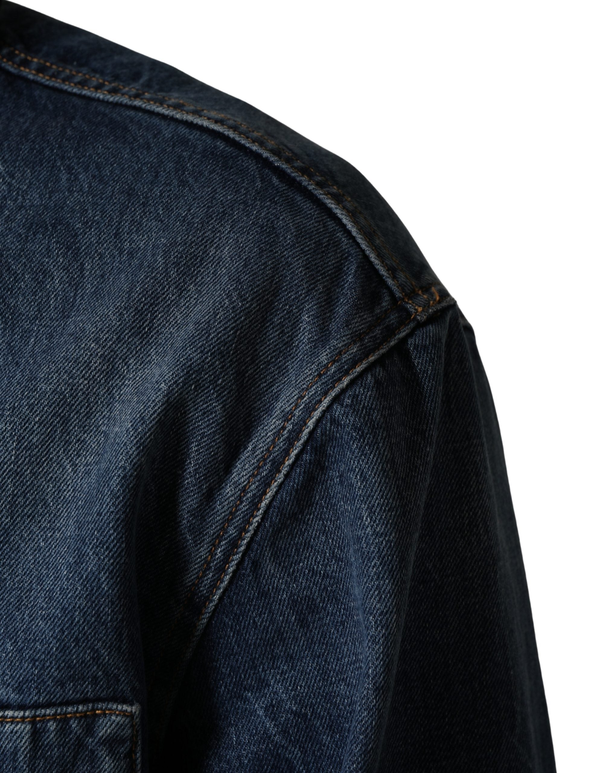 Black Blue Cotton Denim Blouson Men Jacket - ventzia
