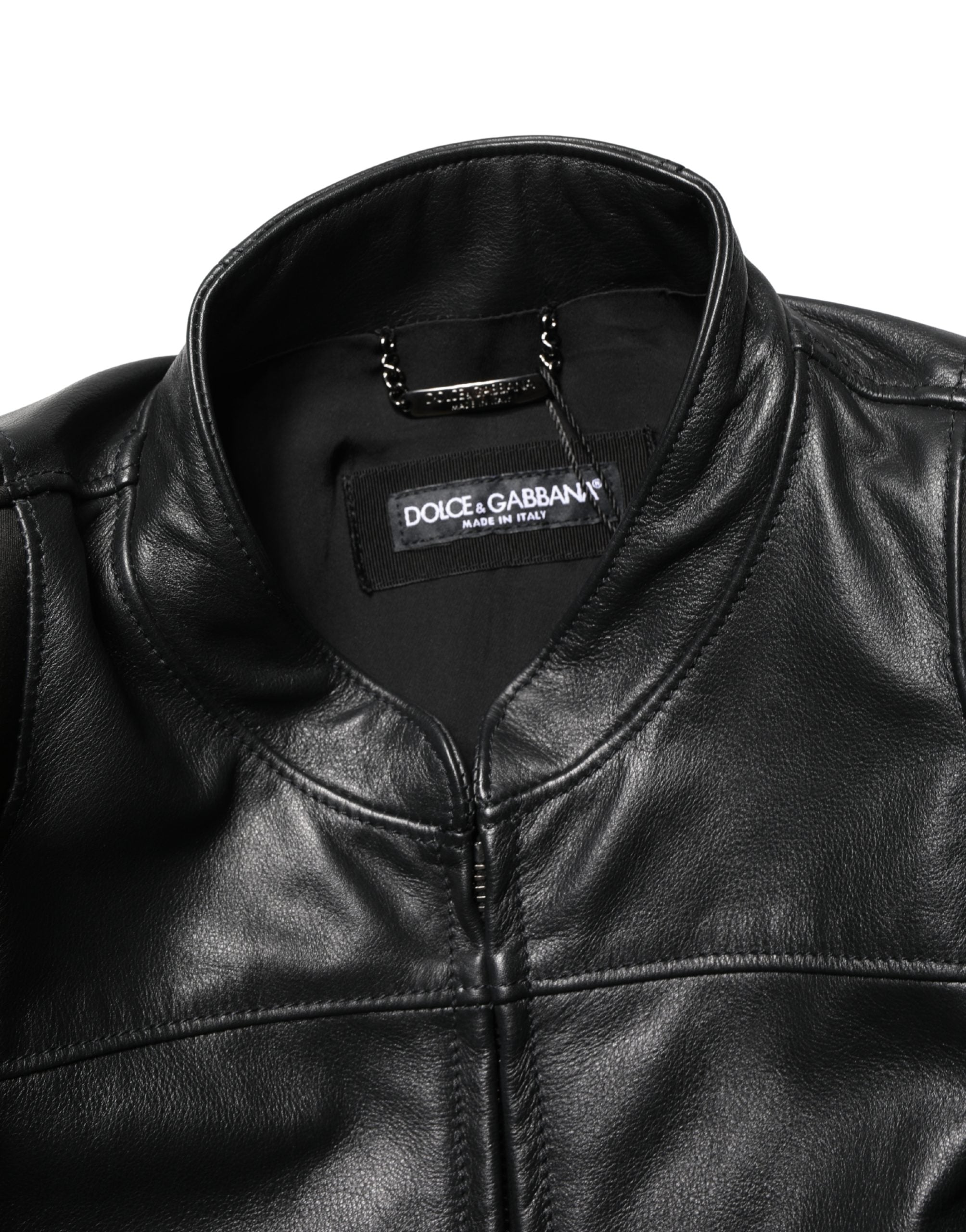 Black Nylon Full Zip Men Biker Coat Jacket - ventzia