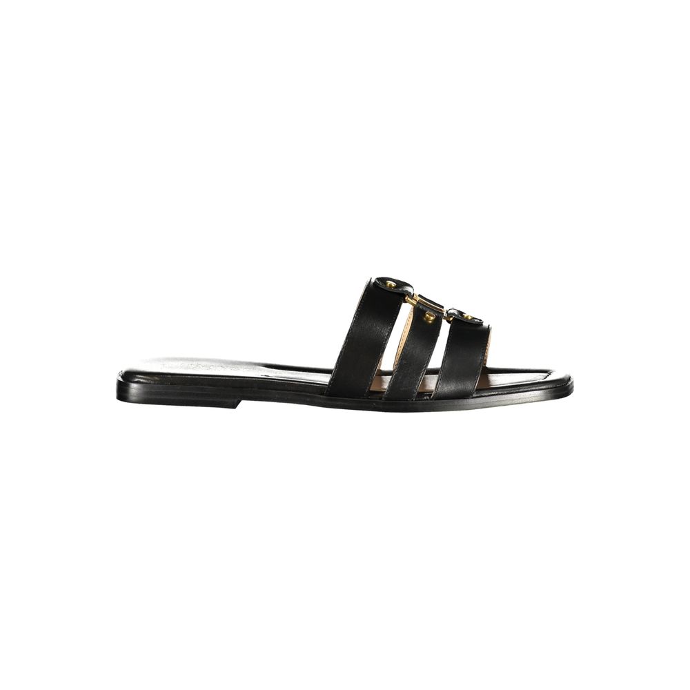 Black Leather Women's Sandal - ventzia