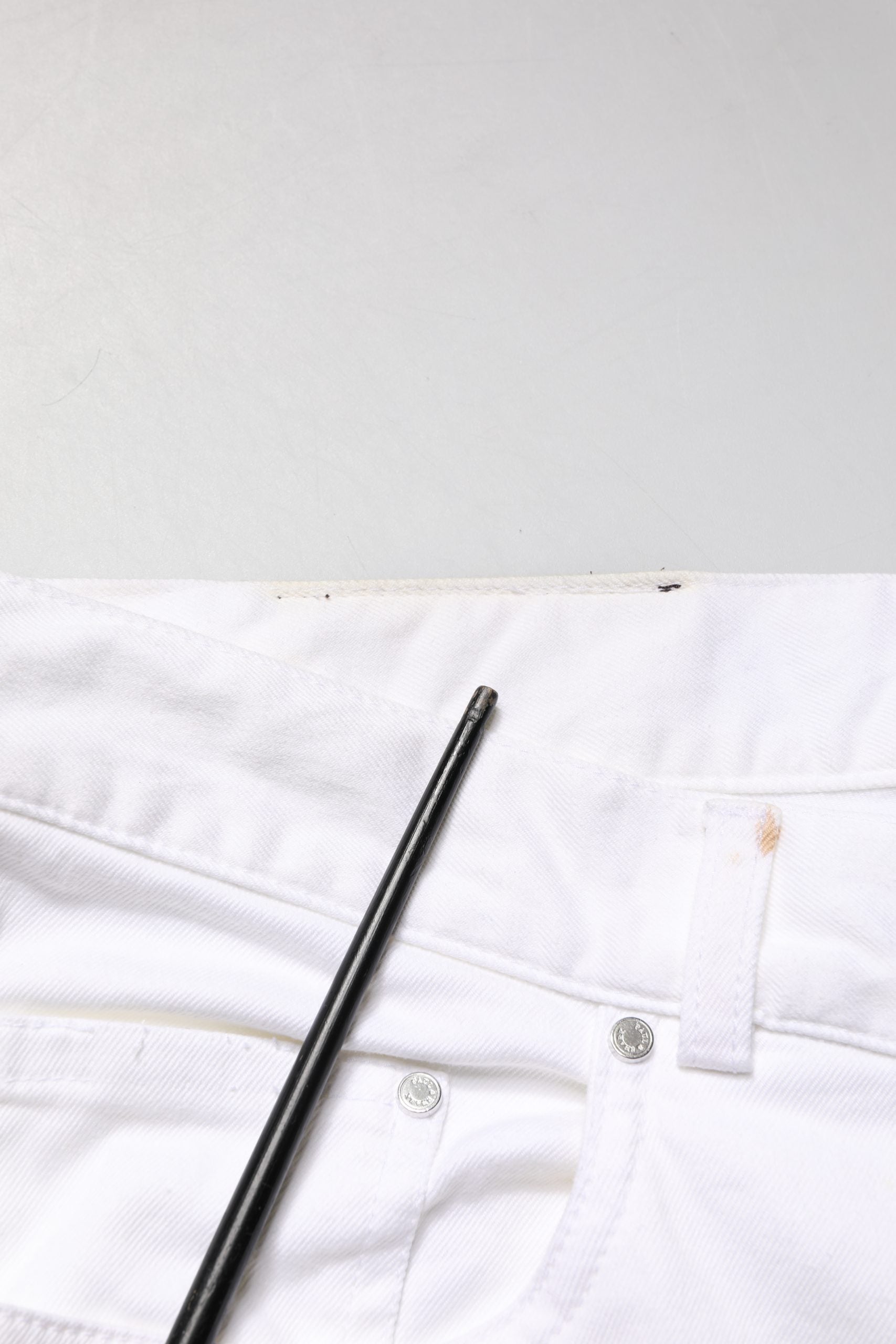 White Straight Mid Waist Denim Trouser Jeans - ventzia