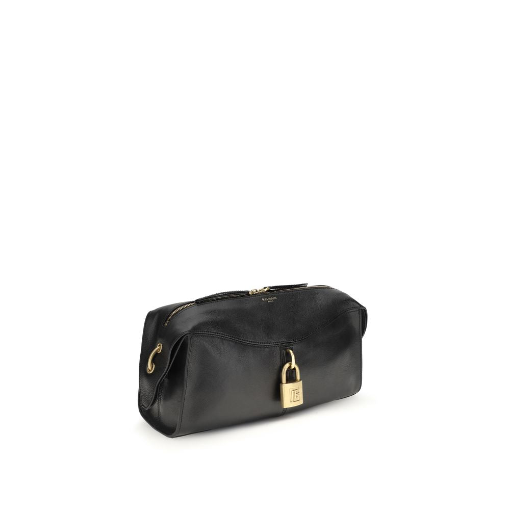 Black Calf Leather Bos Taurus Shoulder Bag - ventzia