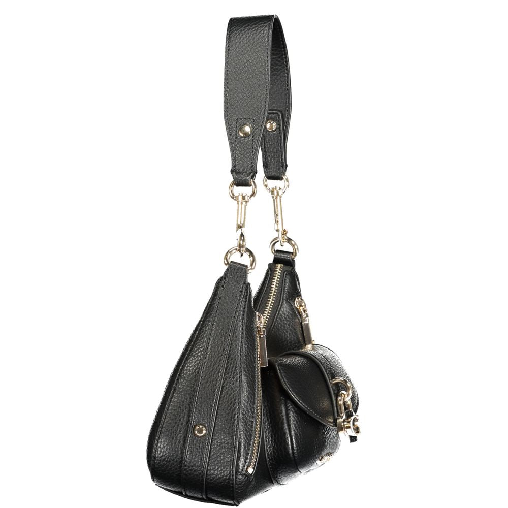 Black Polyurethane Women Handbag - ventzia