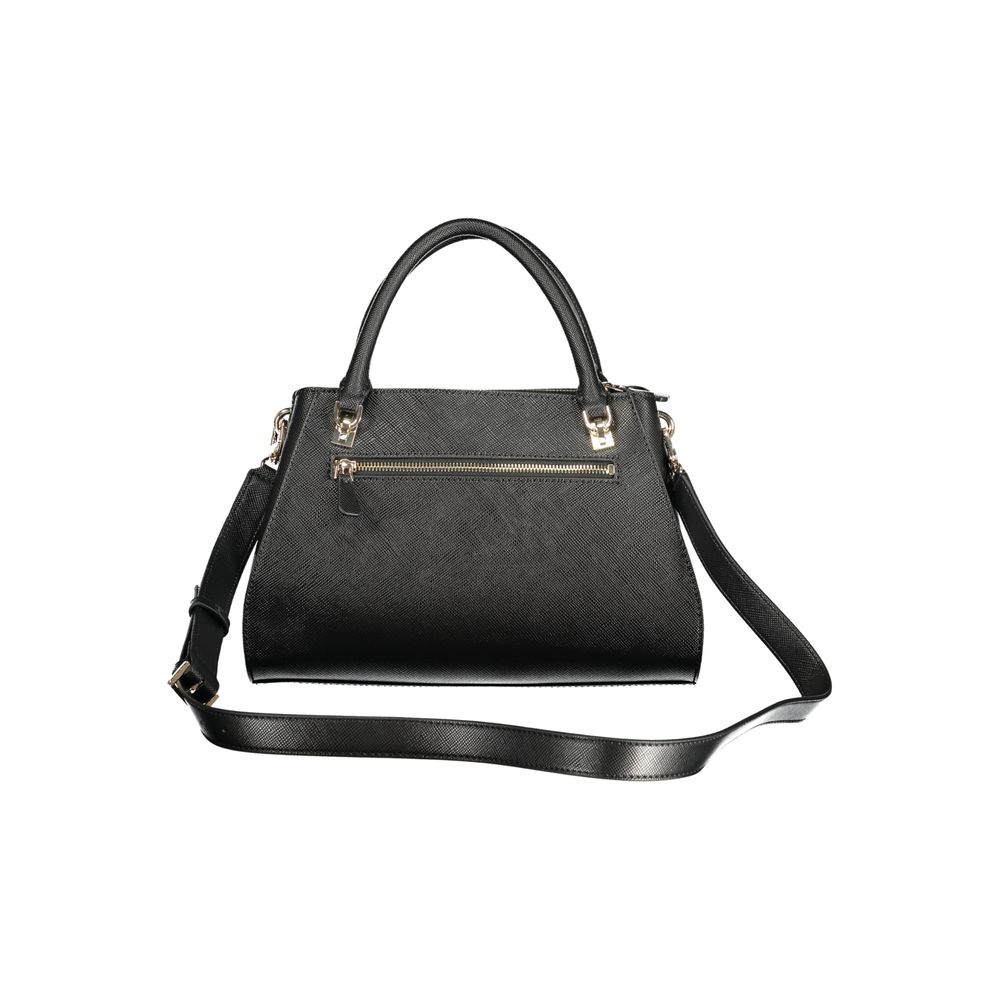Black Polyurethane Women Handbag - ventzia