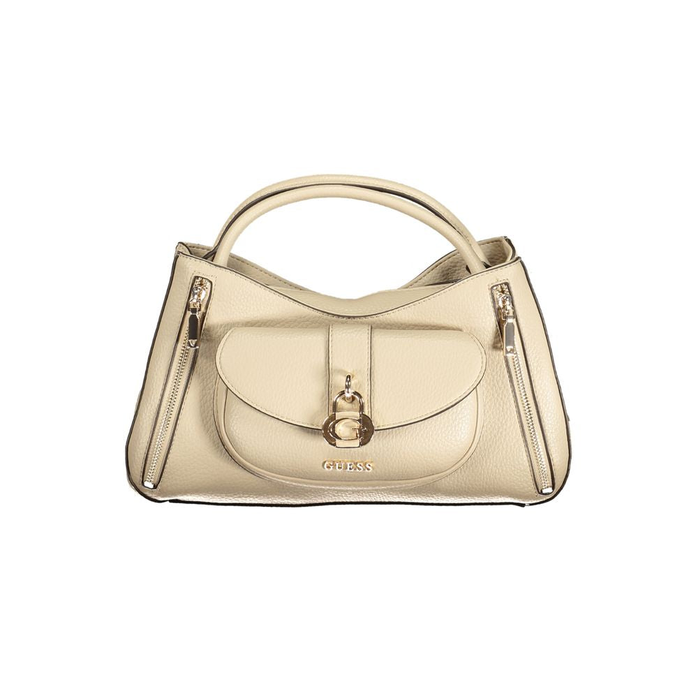 Beige Polyurethane Women Handbag - ventzia
