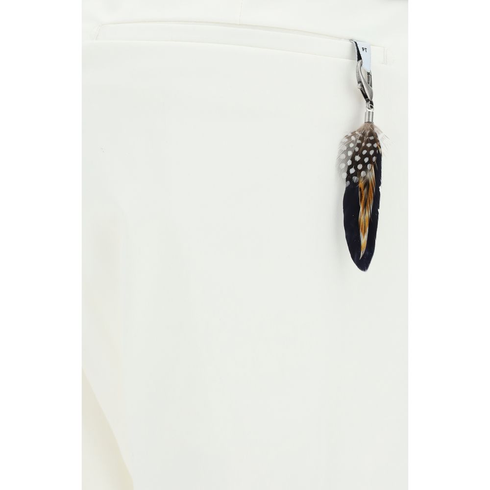 White Cotton Casual Pants - ventzia