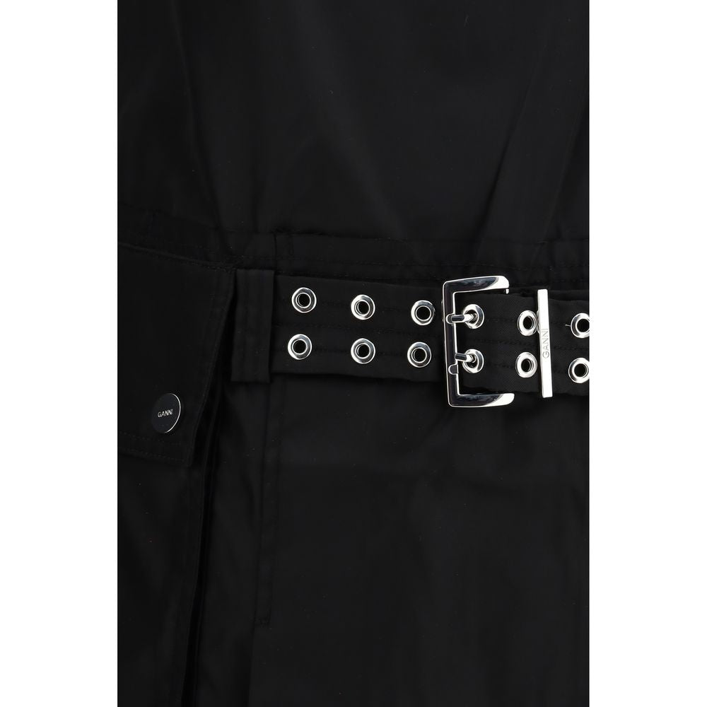 Black Recycled Polyamide Casual Dress - ventzia