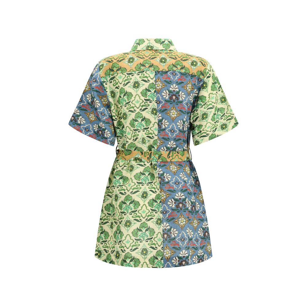 Multicolor Linen Casual Dress - ventzia
