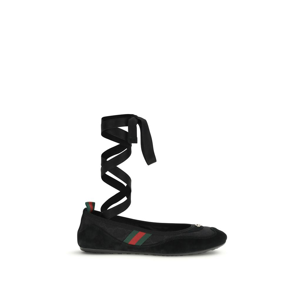 Black Fabric Ballet Flats - ventzia