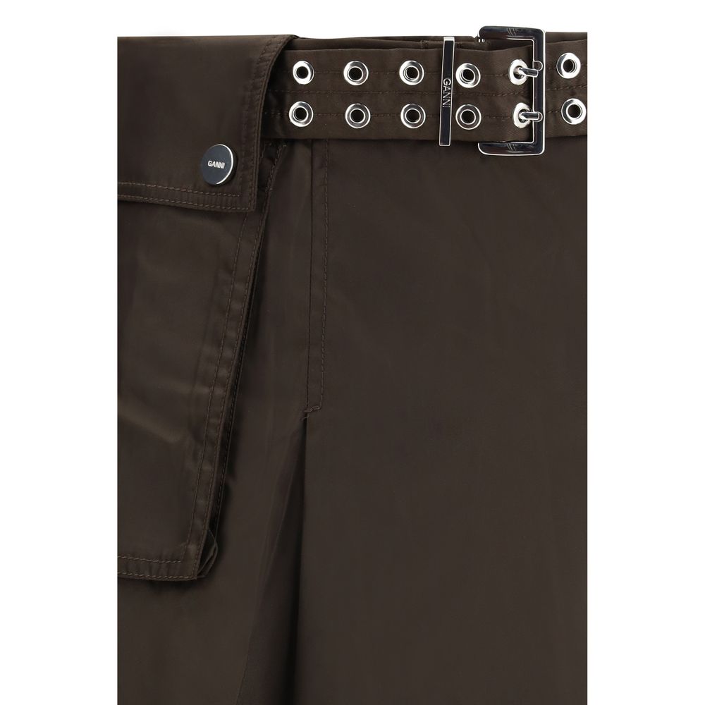 Brown Recycled Polyamide Long Skirt - ventzia