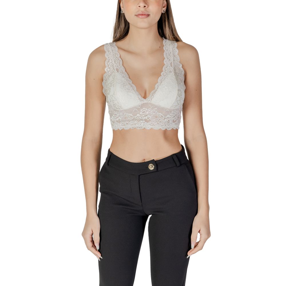 White Polyester Bra - ventzia