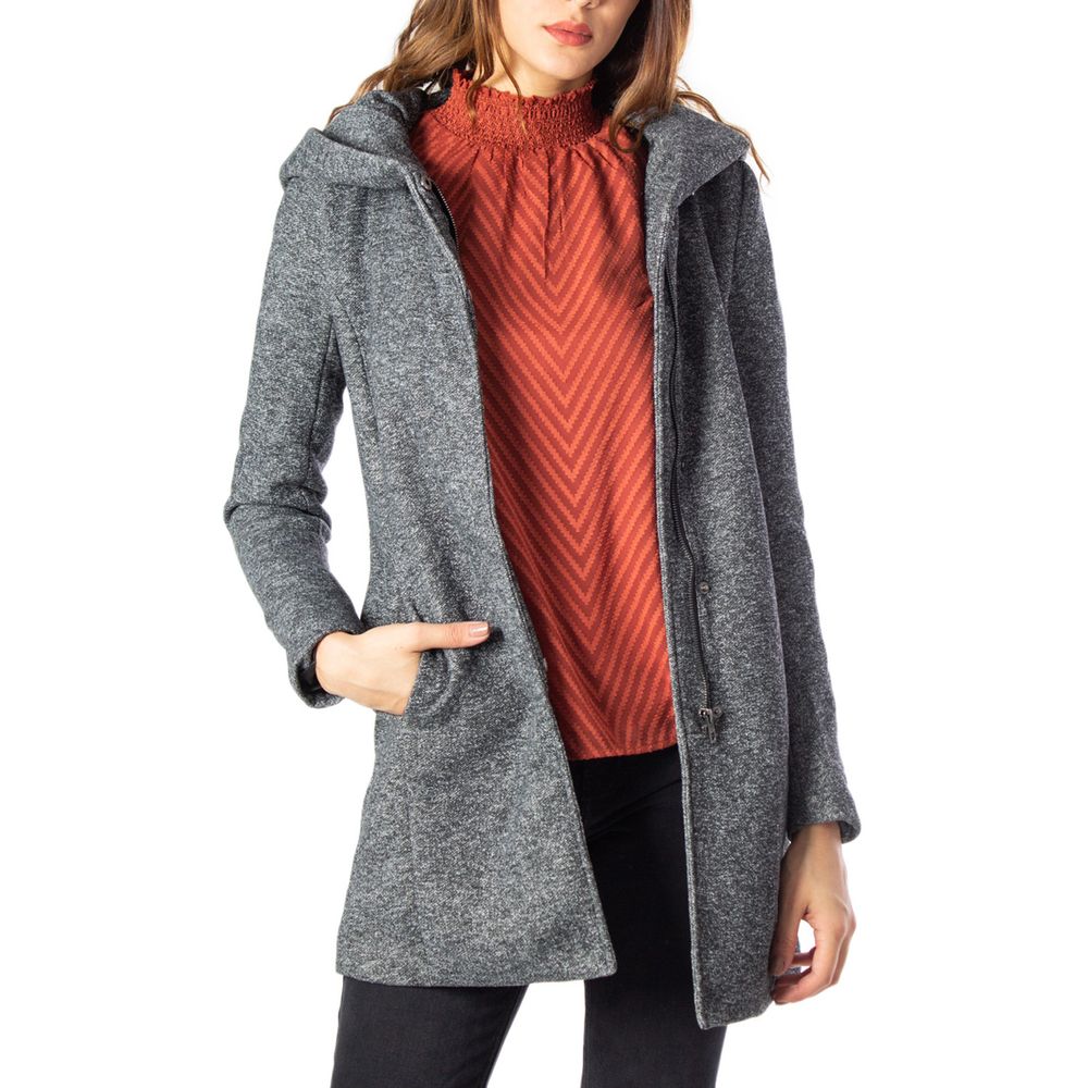 Gray Polyester Coat - ventzia