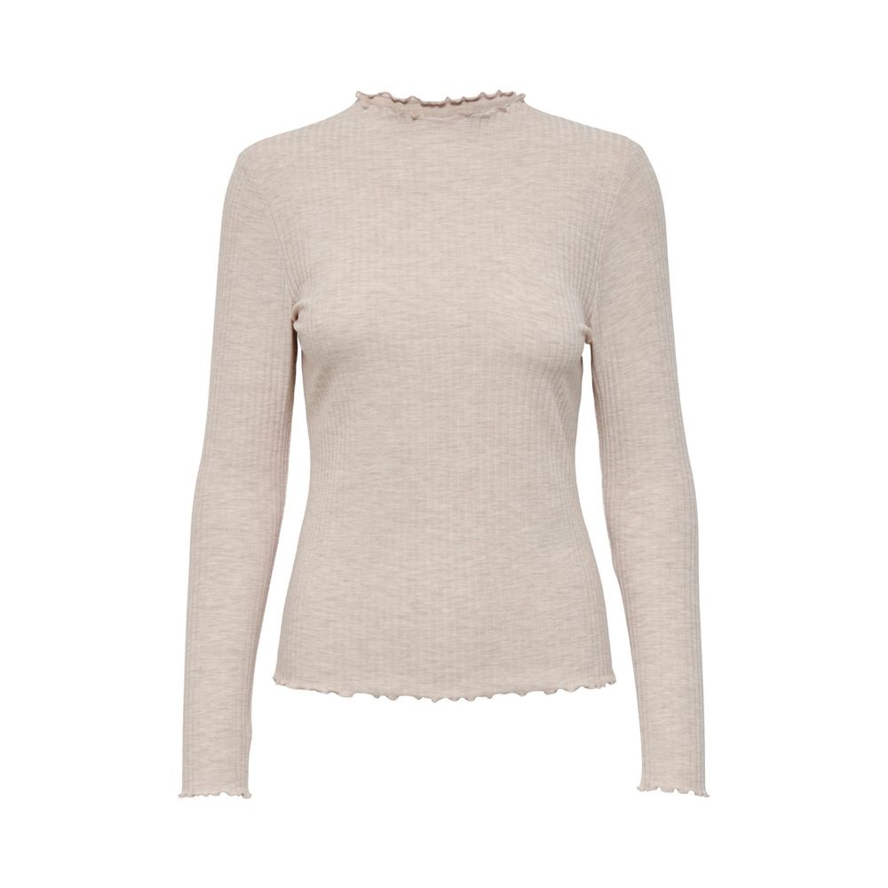 Beige Polyester Turtleneck - ventzia