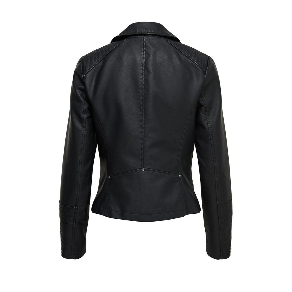 Black Viscose Biker Jacket - ventzia