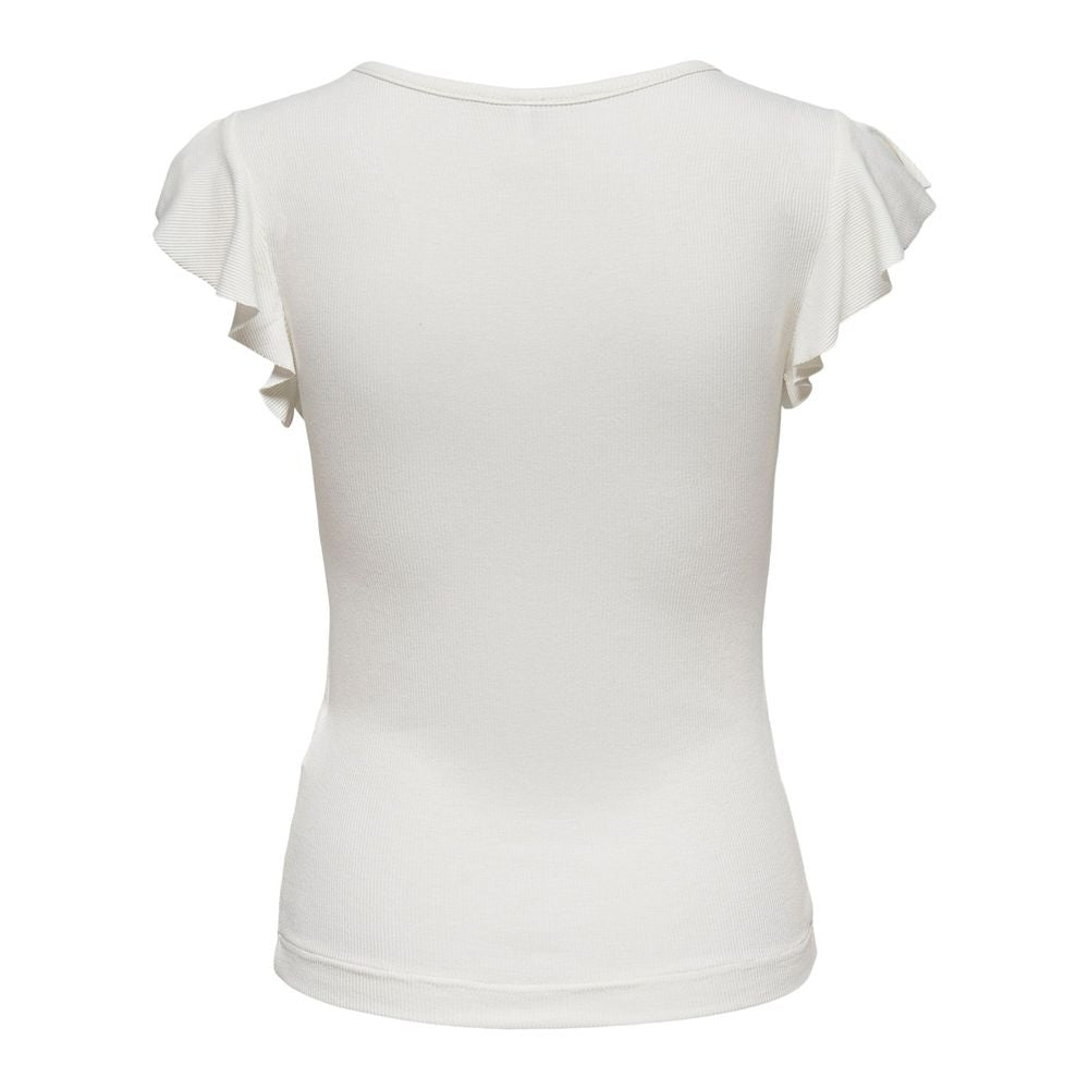 Cream Viscose T-Shirt - ventzia