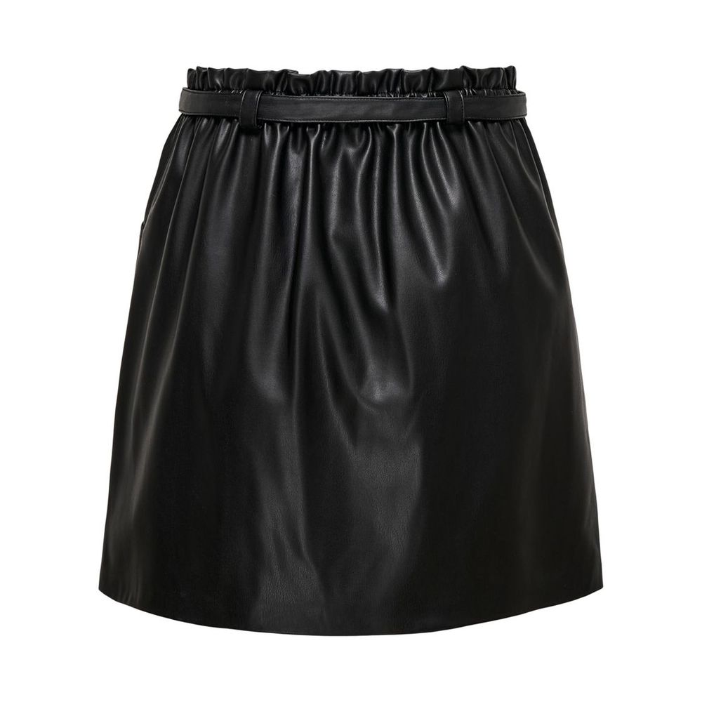 Black Polyester Mini Skirt - ventzia