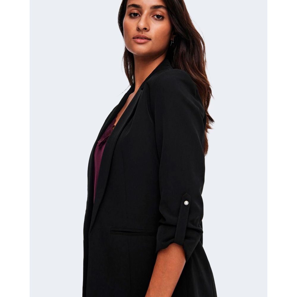 Black Polyester Blazer - ventzia