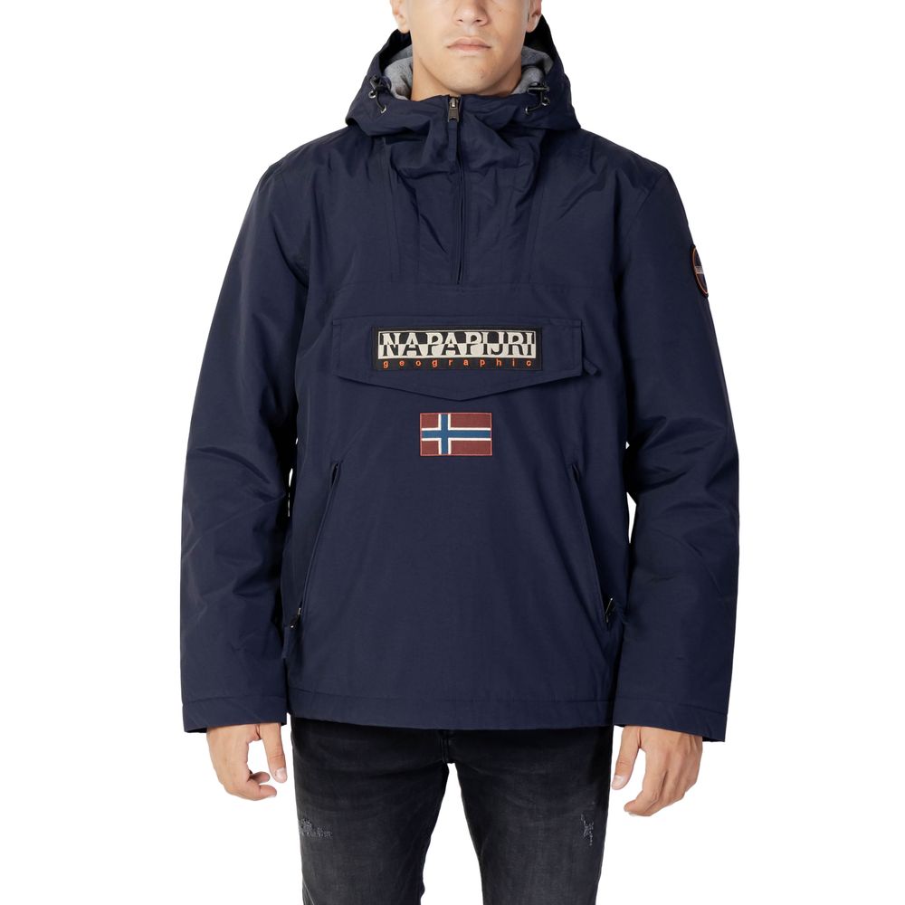 Blue Polyester Shell Jacket - ventzia
