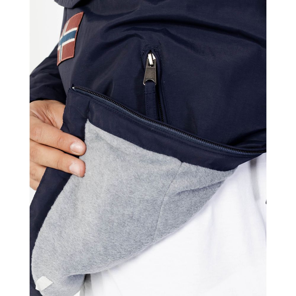 Blue Polyester Shell Jacket - ventzia