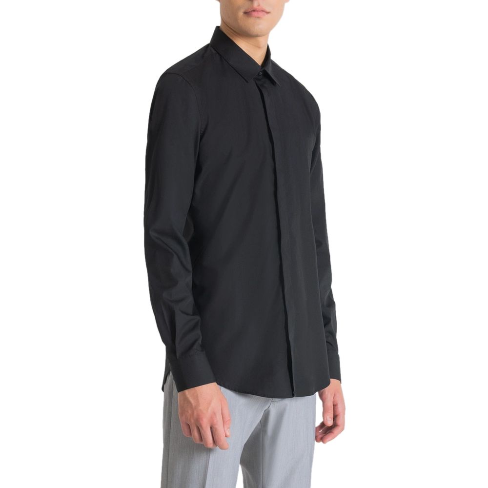 Black Cotton Dress Shirt - ventzia