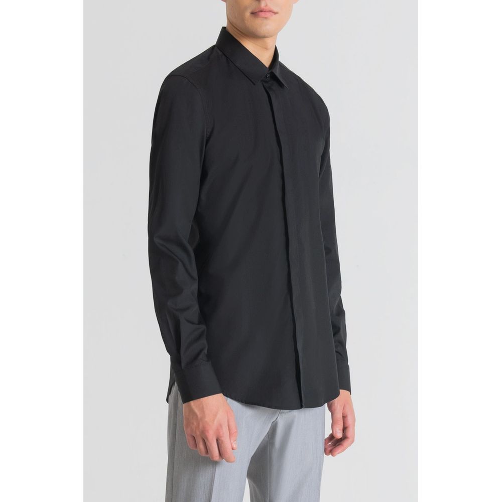 Black Cotton Dress Shirt - ventzia