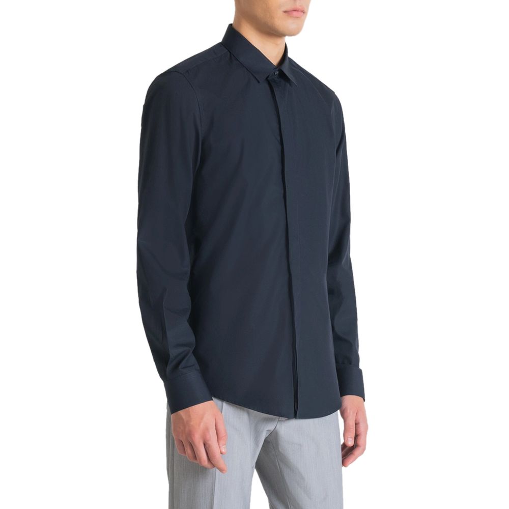 Blue Cotton Dress Shirt - ventzia