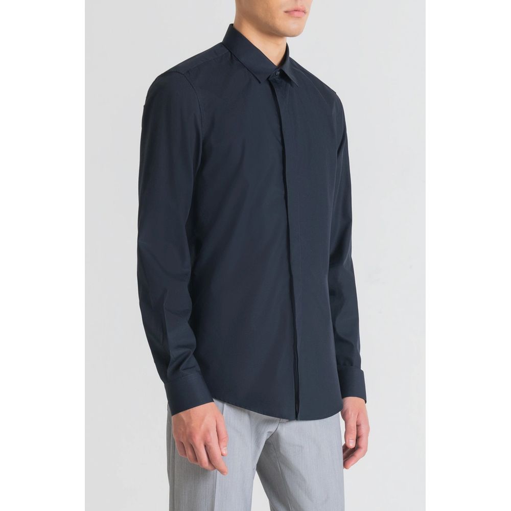 Blue Cotton Dress Shirt - ventzia