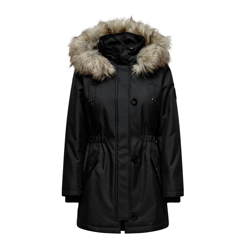 Black Polyester Parka - ventzia