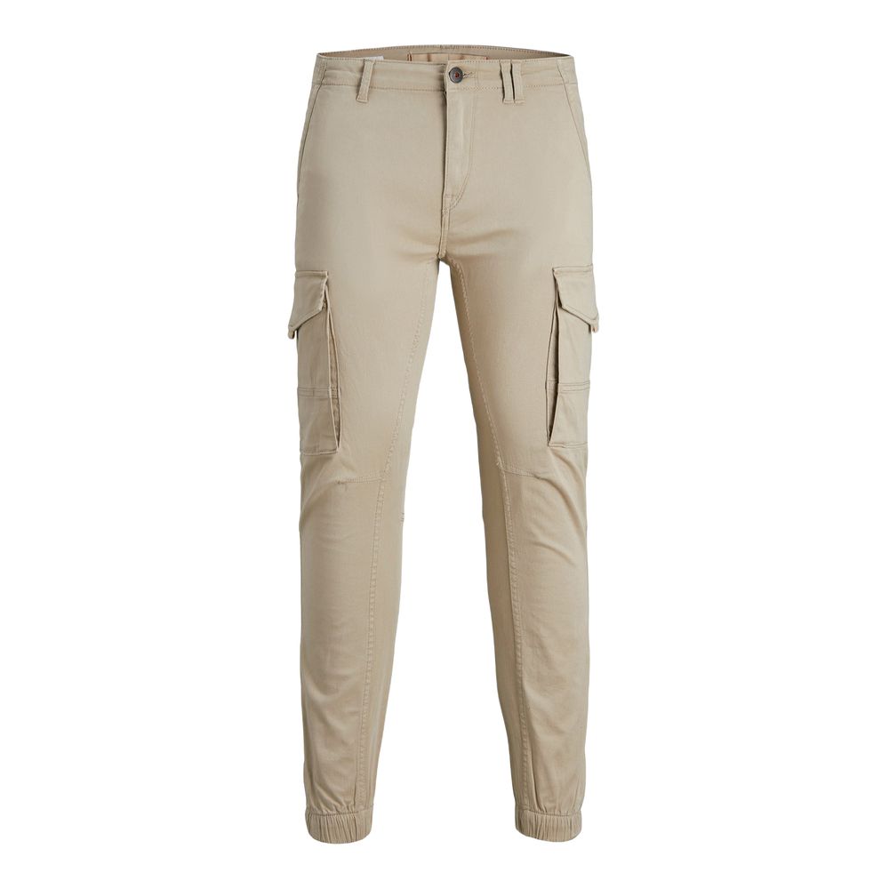 Beige Cotton Cargo Pants - ventzia