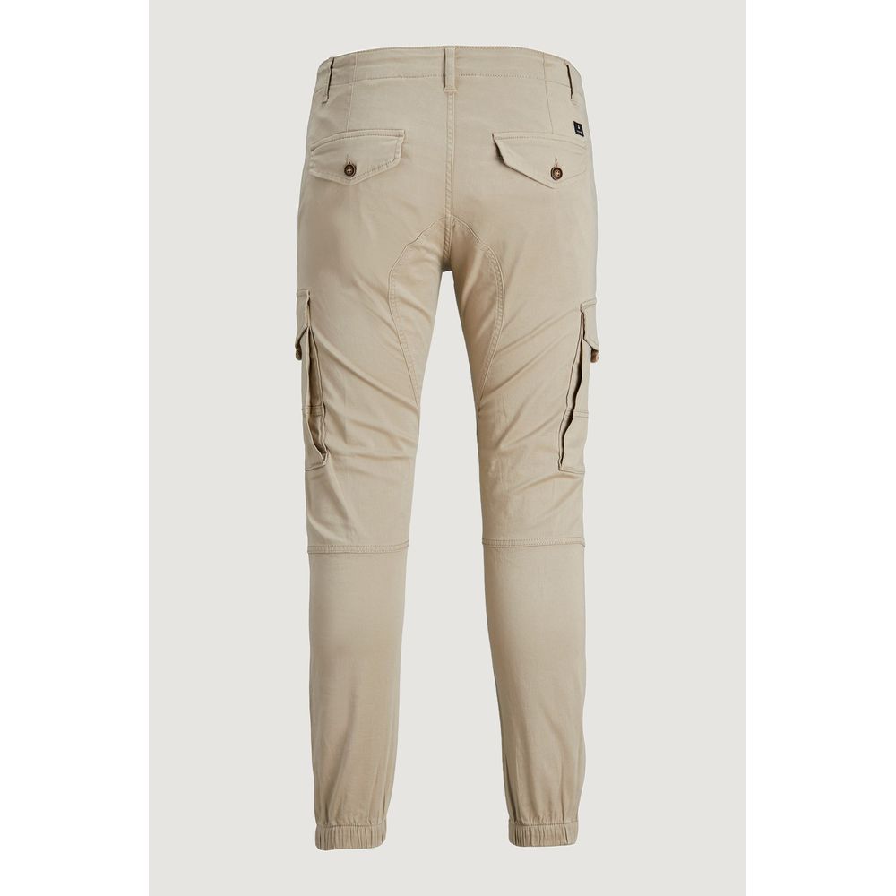 Beige Cotton Cargo Pants - ventzia