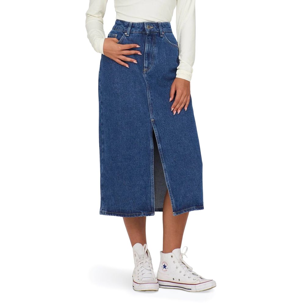 Blue Cotton Long Skirt - ventzia