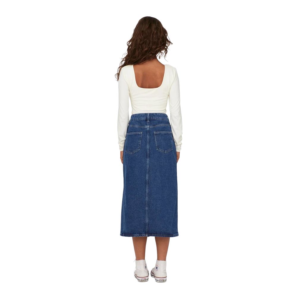 Blue Cotton Long Skirt - ventzia