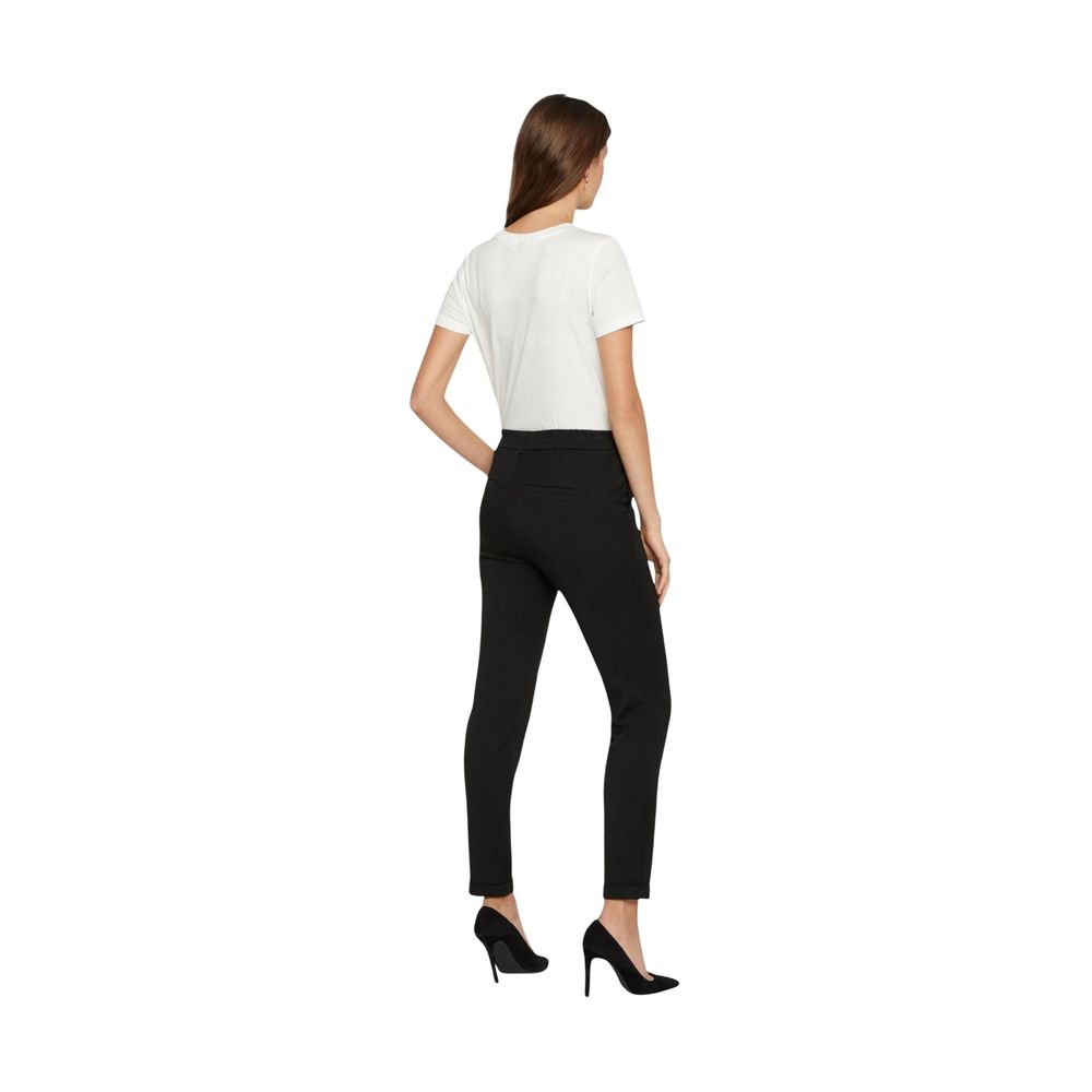 Black Polyester Casual Pants - ventzia