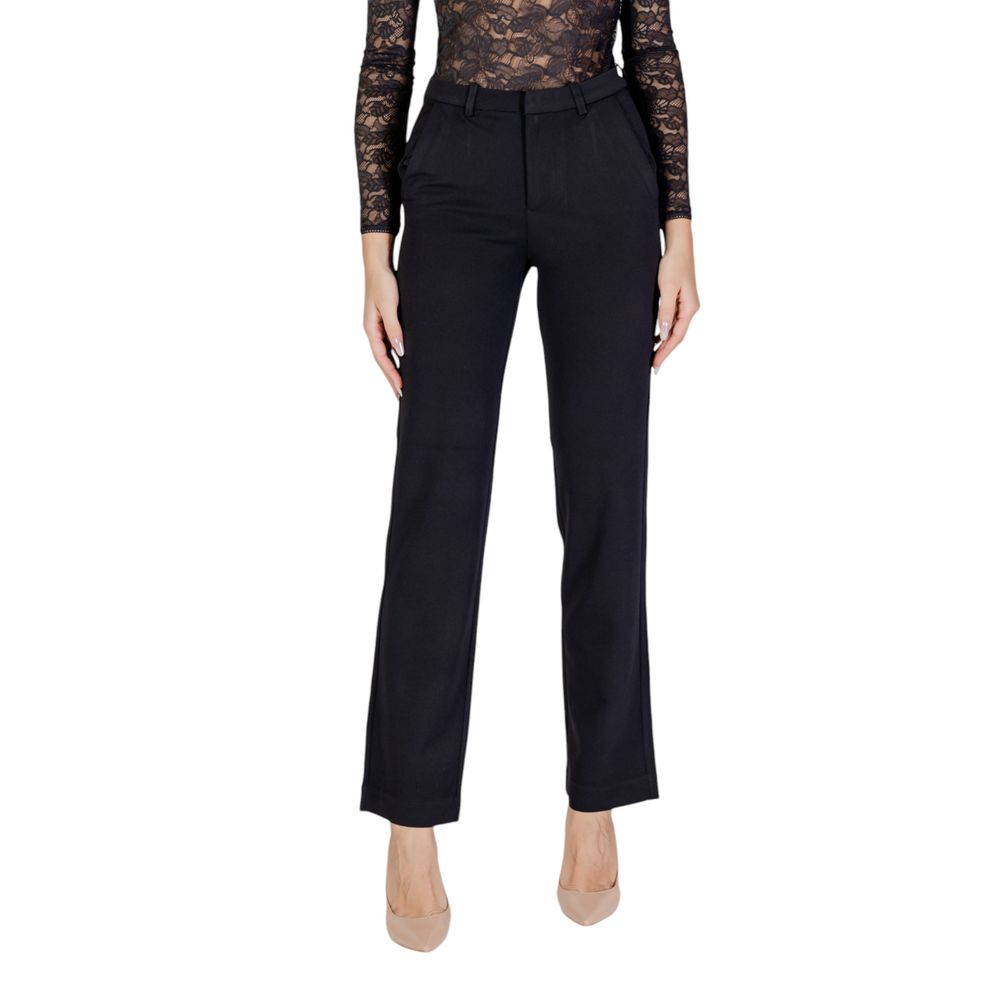 Black Recycled Polyester Flared Pants - ventzia