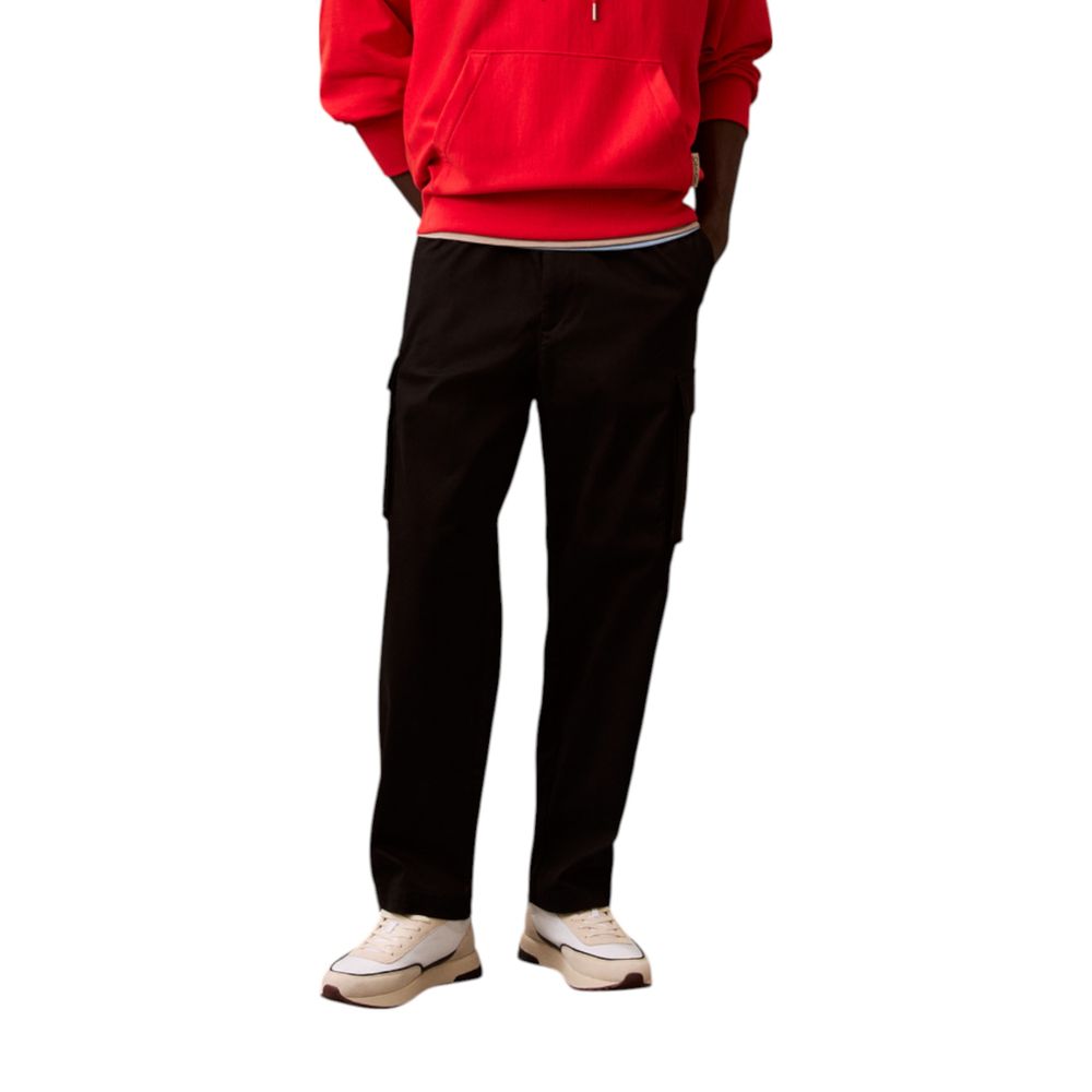Black Cotton Cargo Pants - ventzia