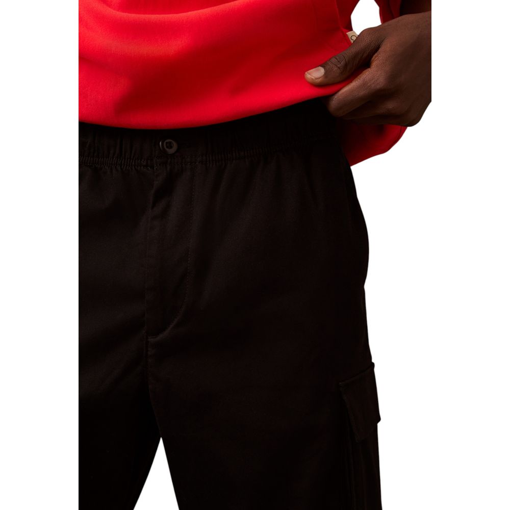 Black Cotton Cargo Pants - ventzia