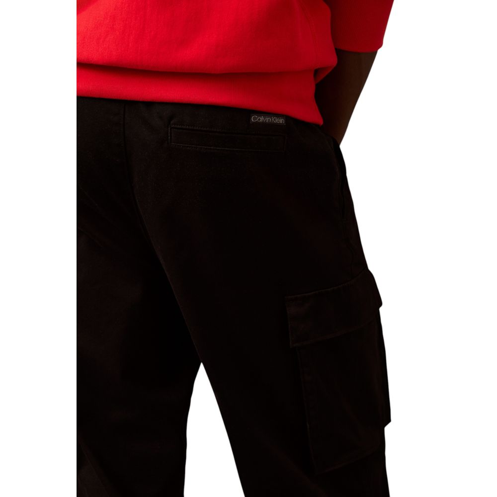 Black Cotton Cargo Pants - ventzia