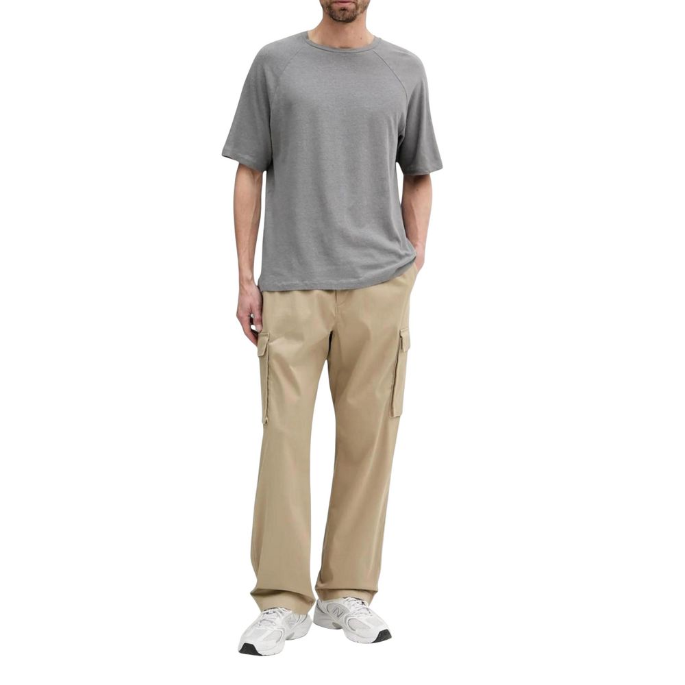 Beige Cotton Cargo Pants - ventzia