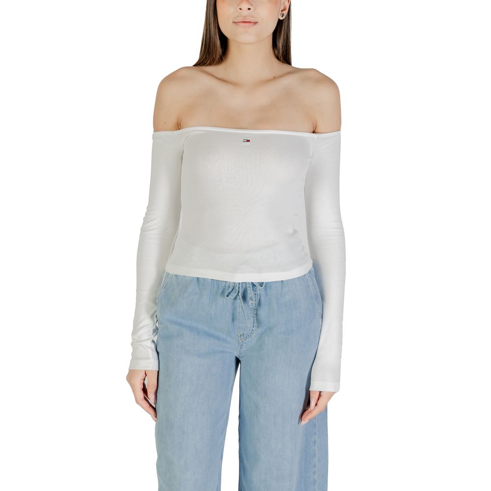 Cream Recycled Cotton Long Sleeve T-Shirt - ventzia