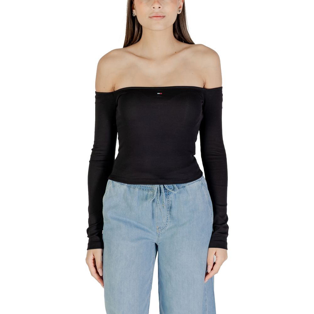 Black Recycled Cotton Long Sleeve T-Shirt - ventzia