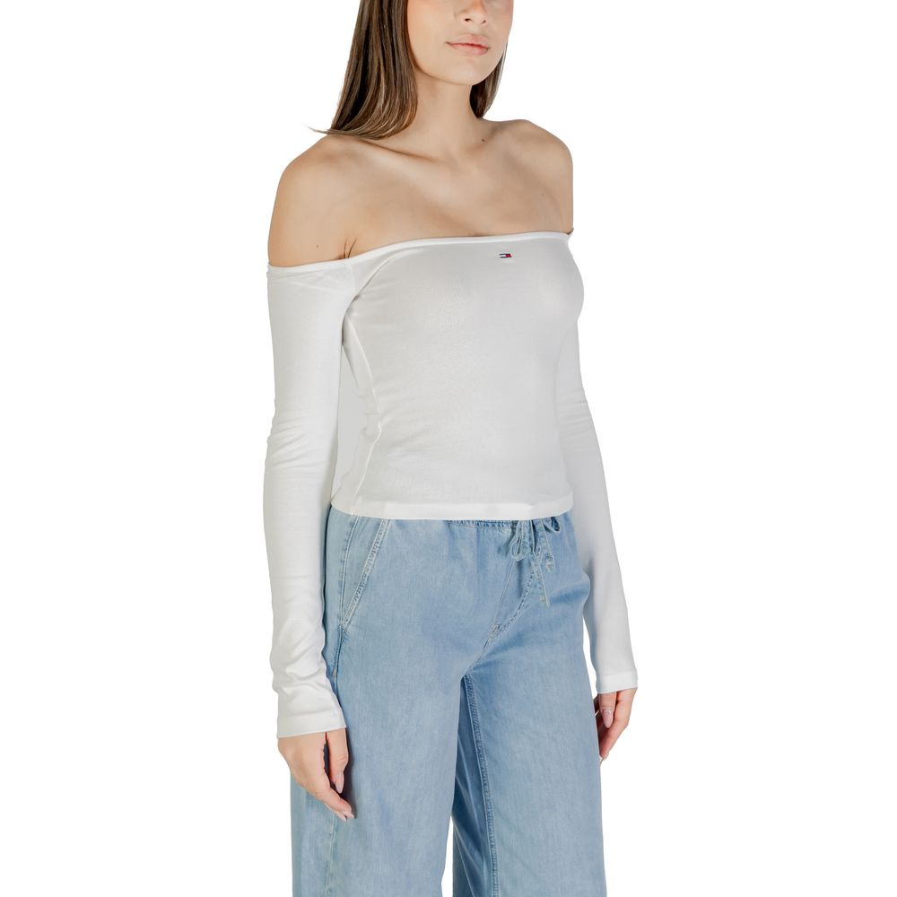 Cream Recycled Cotton Long Sleeve T-Shirt - ventzia
