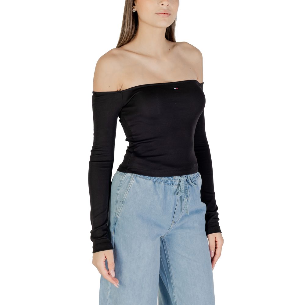 Black Recycled Cotton Long Sleeve T-Shirt - ventzia